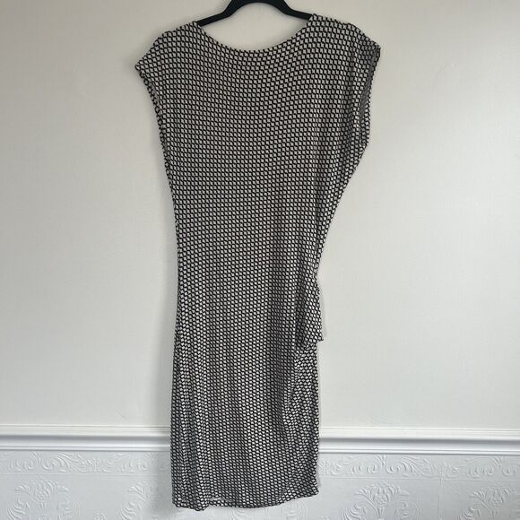 CAbi Monroe Dress Medium Black White Graphic Print Draped Ruched Jersey Knit - Picture 2 of 9